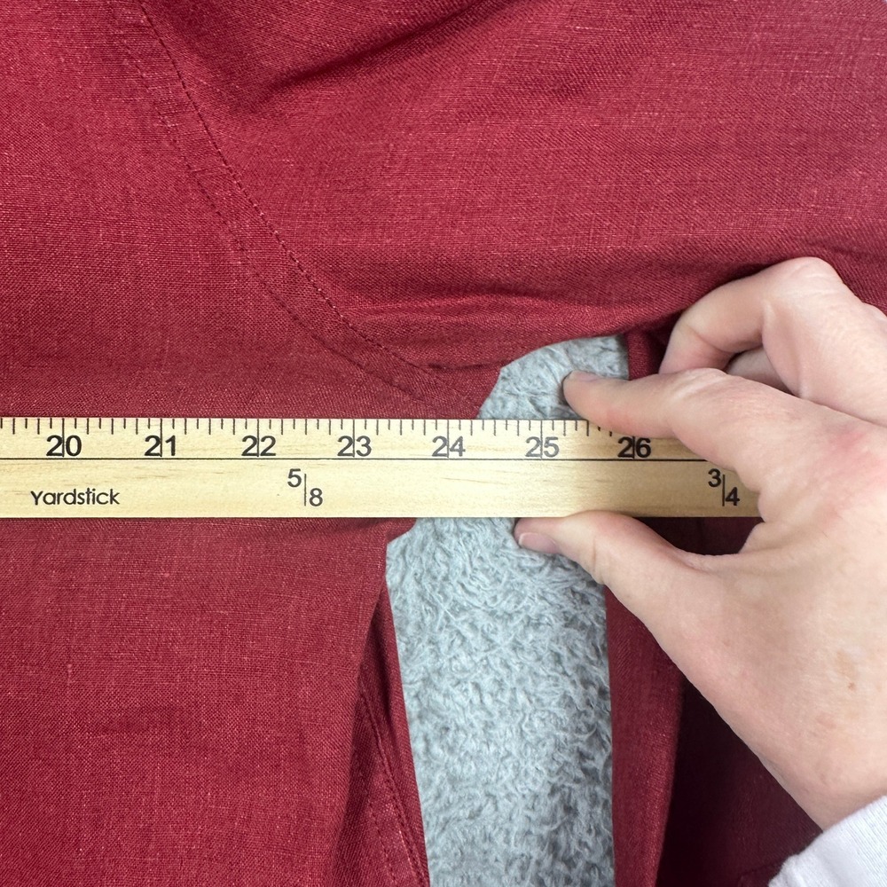 Banana Republic 100% Linen Shirt Mens XL Slim Fit Red Button Down Long Sleeve - Picture 7 of 10